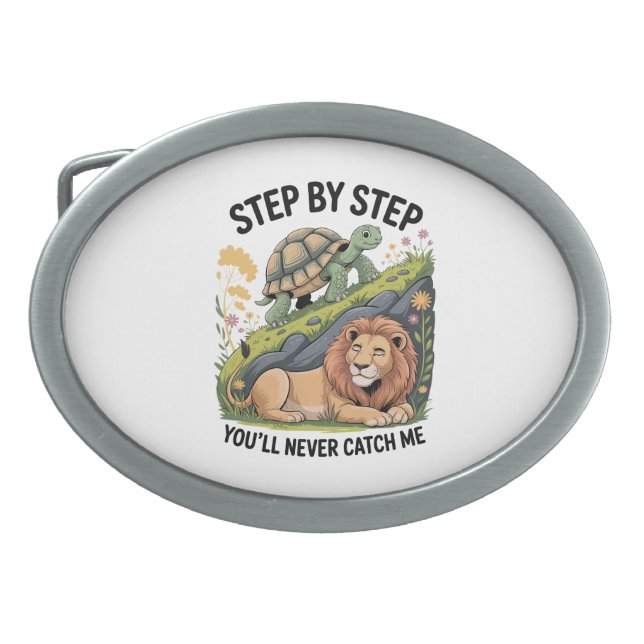 Watercolor Christmas Turtle Belt Buckle (Front)