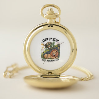 Watercolor Christmas Turtle Pocket Watch