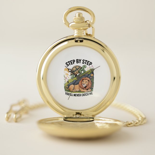 Watercolor Christmas Turtle Pocket Watch (Inside)