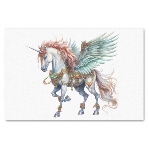 Watercolor Christmas Unicorn Pegasus Tissue Paper