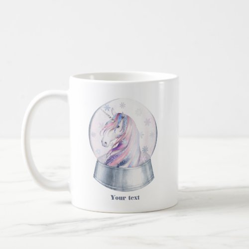 Watercolor Christmas Unicorn Snow Globe Coffee Mug