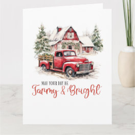Watercolor Christmas Vintage Truck and Barn Card