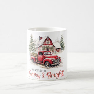Watercolor Christmas Vintage Truck and Barn Coffee Mug