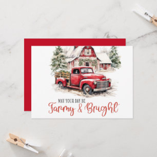 Watercolor Christmas Vintage Truck and Barn Invitation