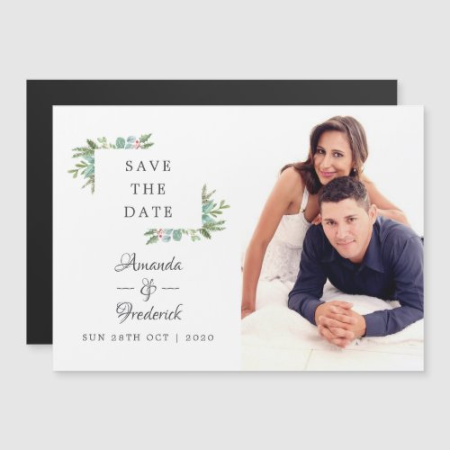 Watercolor Christmas Wedding Save the Date Magnetic Invitation