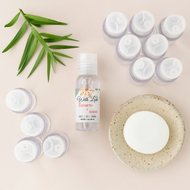 Watercolor Christmas Wedding with Holly Hand Sanitizer (Laydown)