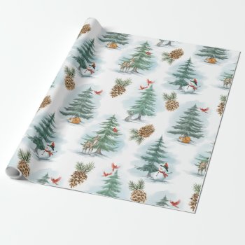 Watercolor Christmas  Winter Forest  Cute Animals Wrapping Paper by Atomic_Gorilla at Zazzle