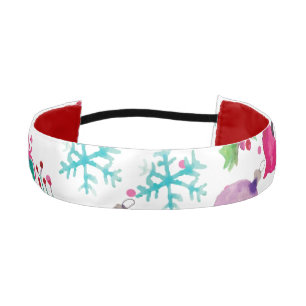 Watercolor Christmas Winter Gym Athletic Headband