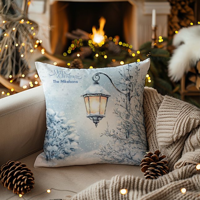 Watercolor Christmas Winter Wonderland Throw Pillow (Creator Uploaded)
