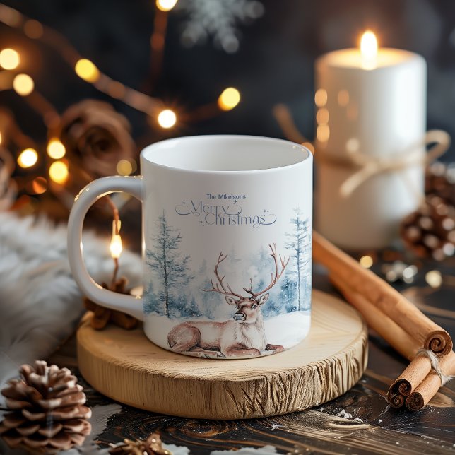 Watercolor Christmas Winter Wonderland Two-Tone Coffee Mug (Creator Uploaded)