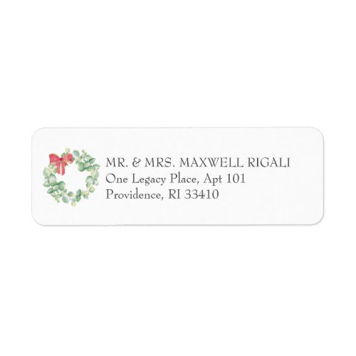 Watercolor Christmas Wreath Address Labels