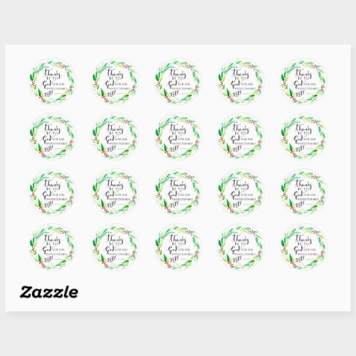 watercolor Christmas wreath Bible Verse Christian Classic Round Sticker