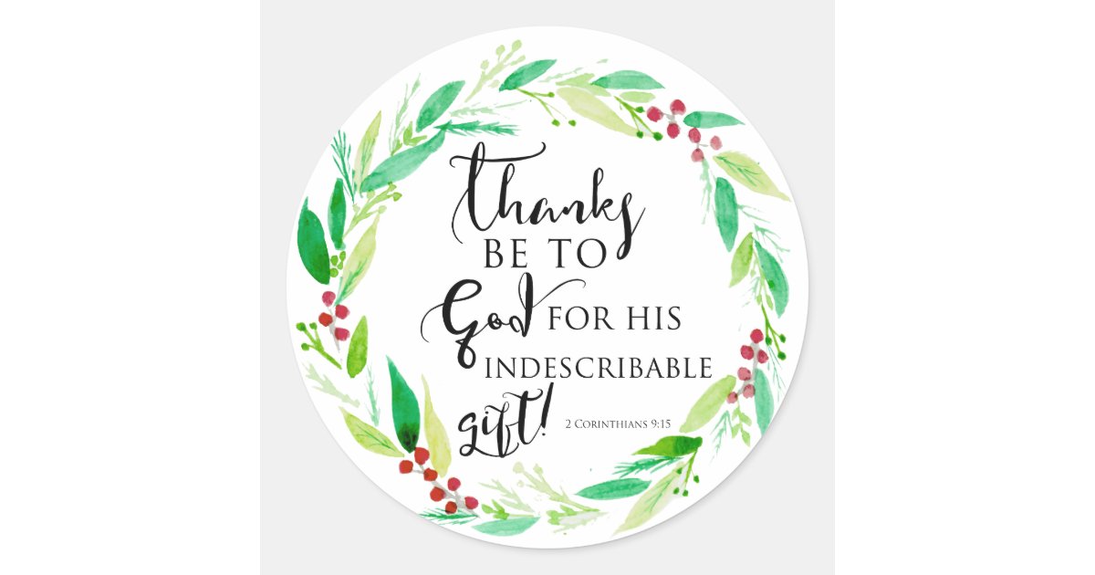 watercolor Christmas wreath Bible Verse Christian Classic Round Sticker