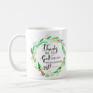 Watercolor Christmas Wreath Bible Verse Lettering Coffee Mug