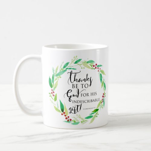 Watercolor Christmas Wreath Bible Verse Lettering Coffee Mug