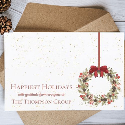 Watercolor Christmas Wreath Business Holiday Card