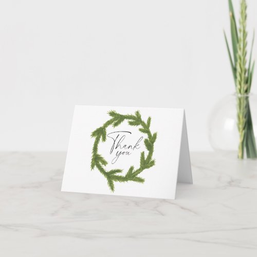 Watercolor Christmas wreath elegant winter Thank You Card