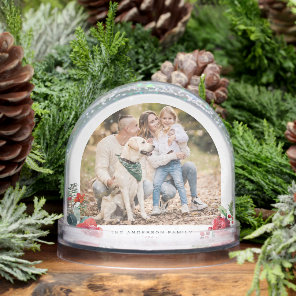 Watercolor Christmas Wreath Family Photo Christmas Snow Globe