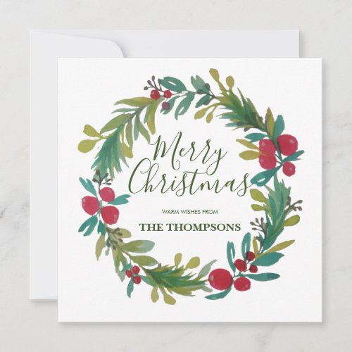 Watercolor Christmas Wreath Greeting Cards