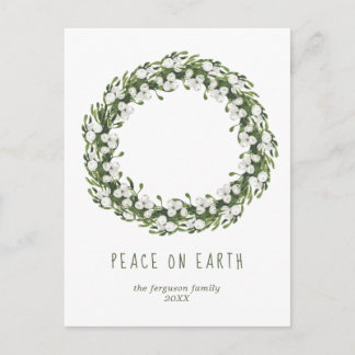 Watercolor Christmas Wreath Holiday Postcard