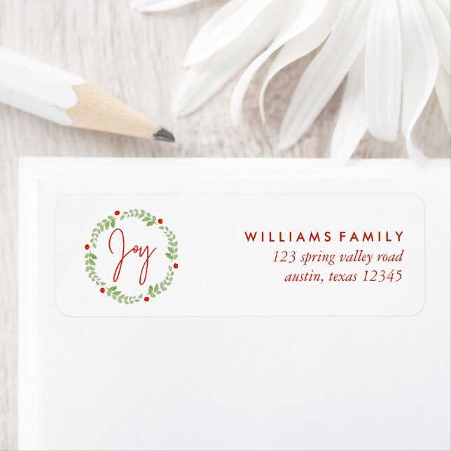 Watercolor Christmas Wreath "Joy" Label (Insitu)