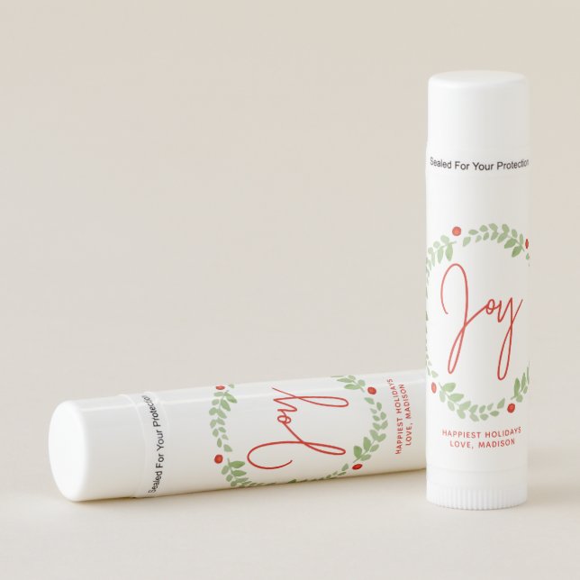 Watercolor Christmas Wreath Lip Balm (Front)