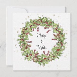 Watercolor Christmas Wreath: Merry & Bright