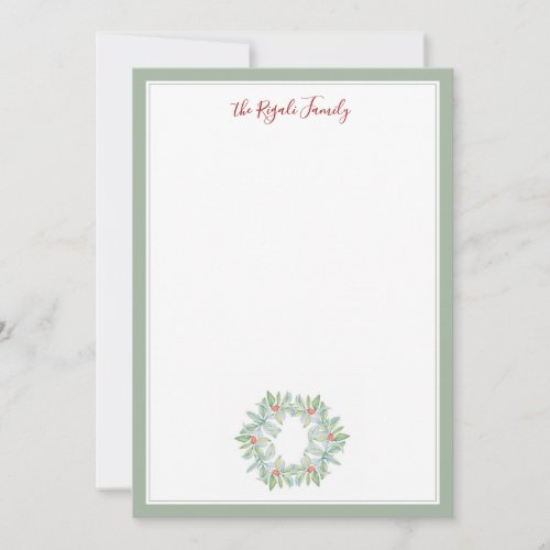 Watercolor Christmas Wreath Notecards