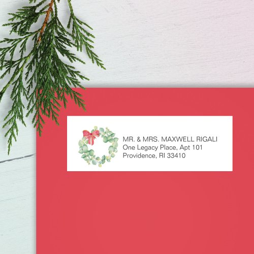 Watercolor Christmas Wreath Return Address Labels