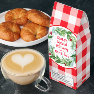 Watercolor Christmas Wreath Santa North Pole  Roasted Coffee