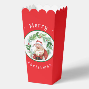 Watercolor Christmas Wreath Santa North Pole Tall Favor Boxes