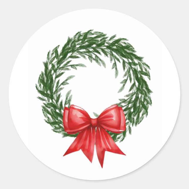 Watercolor Christmas Wreath Stickers (Front)