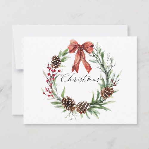 Watercolor Christmas Wreath Topography  Holiday Card