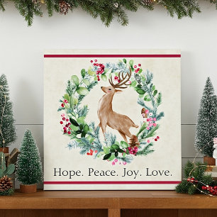 Watercolor Christmas wreath with deer custom  Faux Canvas Print
