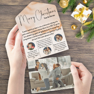 Watercolor Christmas Year Review Family Newsletter All In One Invitation