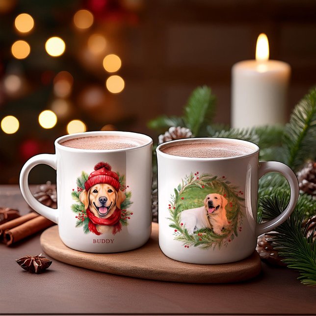 Watercolor Christmas Yellow Labrador Dog Coffee Mug (Creator Uploaded)