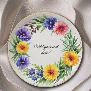 Watercolor Chrysanthemum Elegant Paper Plates