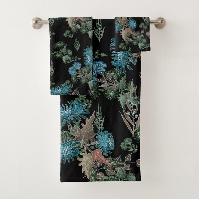 Watercolor , chrysanthemums bath towel set (Insitu)