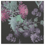 Watercolor chrysanthemums flowers floral blooming fabric