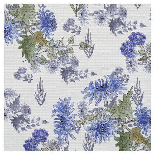 Watercolor chrysanthemums flowers floral blooming fabric