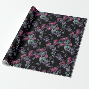 Watercolor Chrysanthemums flowers floral ink print Wrapping Paper