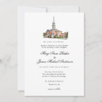 Watercolor Church Traditional Wedding