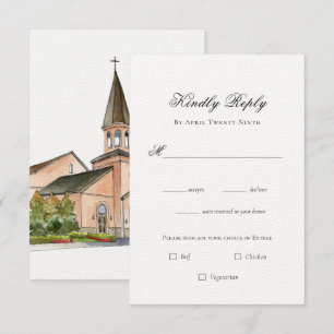 Watercolor Church wedding RSVP Card