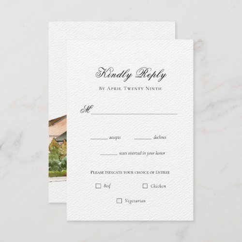 Watercolor Church wedding RSVP Card