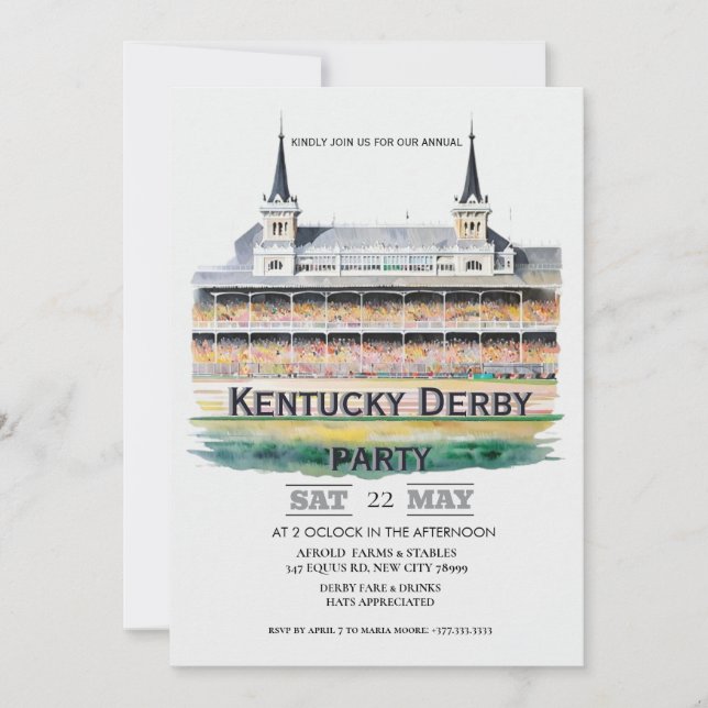 Watercolor Churchill Downs Twin Spires Kentucky De Invitation (Front)