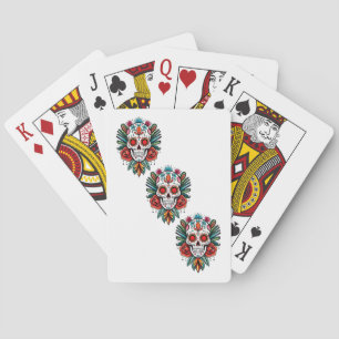 Watercolor Cinco De Mayo Colorful Sugar Skull Poker Cards