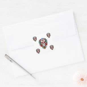 Watercolor Cinco De Mayo Colorful Sugar Skull Square Sticker