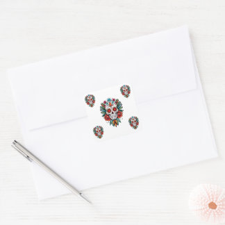 Watercolor Cinco De Mayo Colorful Sugar Skull Square Sticker
