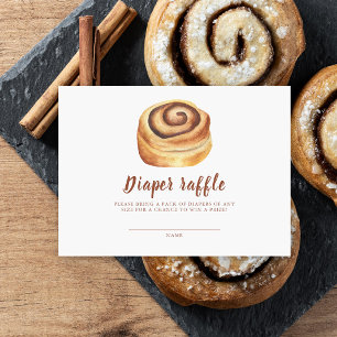 Watercolor Cinnabon Bun Diaper Raffle Enclosure Card