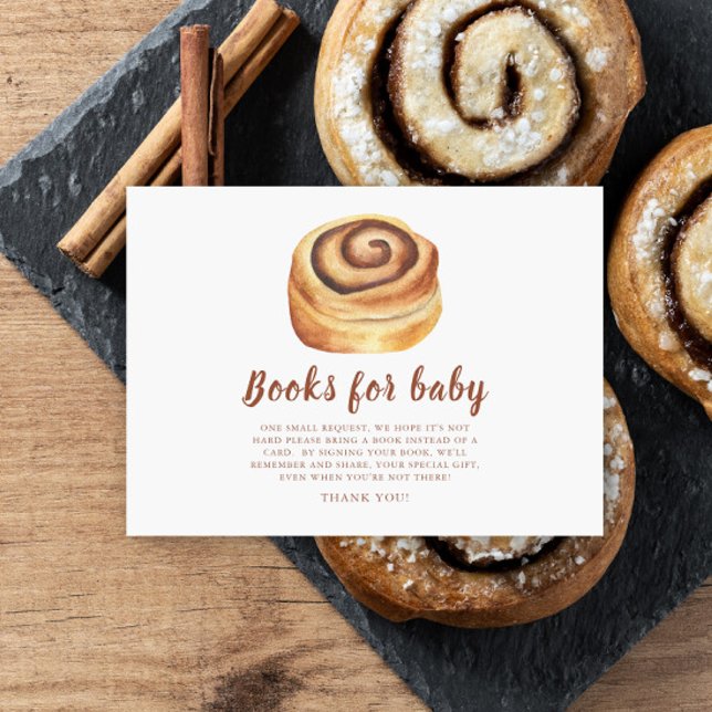 Watercolor Cinnamon Bun Baby Shower Books for baby Enclosure Card (Creator Uploaded)